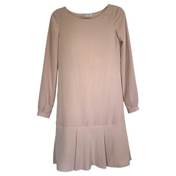 ALBERTA FERRETTI Pink Nude Shift Dress Long Sleeve Simple Office Size 2 - Picture 1 of 9